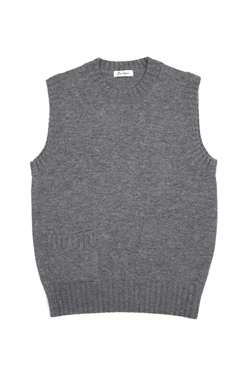 KNITTED VEST(GRAY)