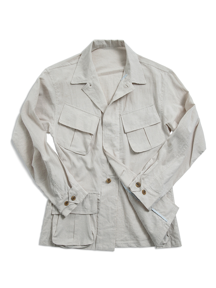 Linen safari jacket IVORYNIDDLE&amp;STITCH(니들앤스티치)