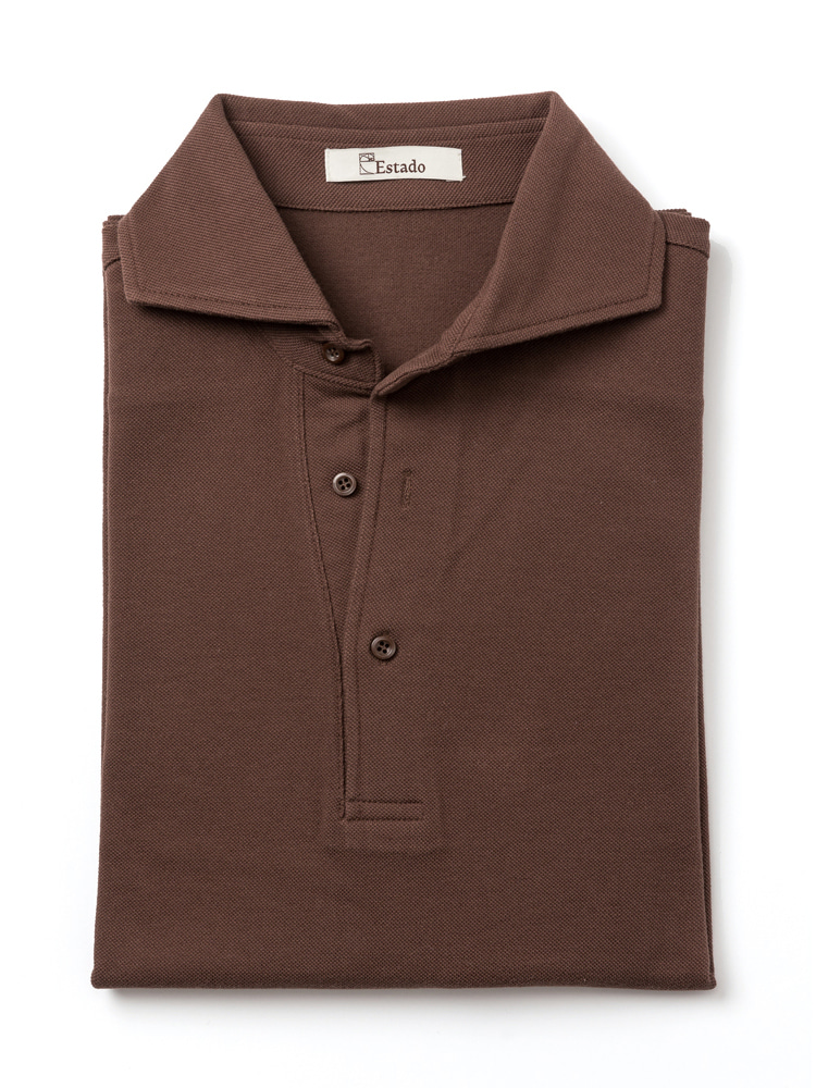 Pique shirts - Wide collar (Brown)ESTADO(에스타도)