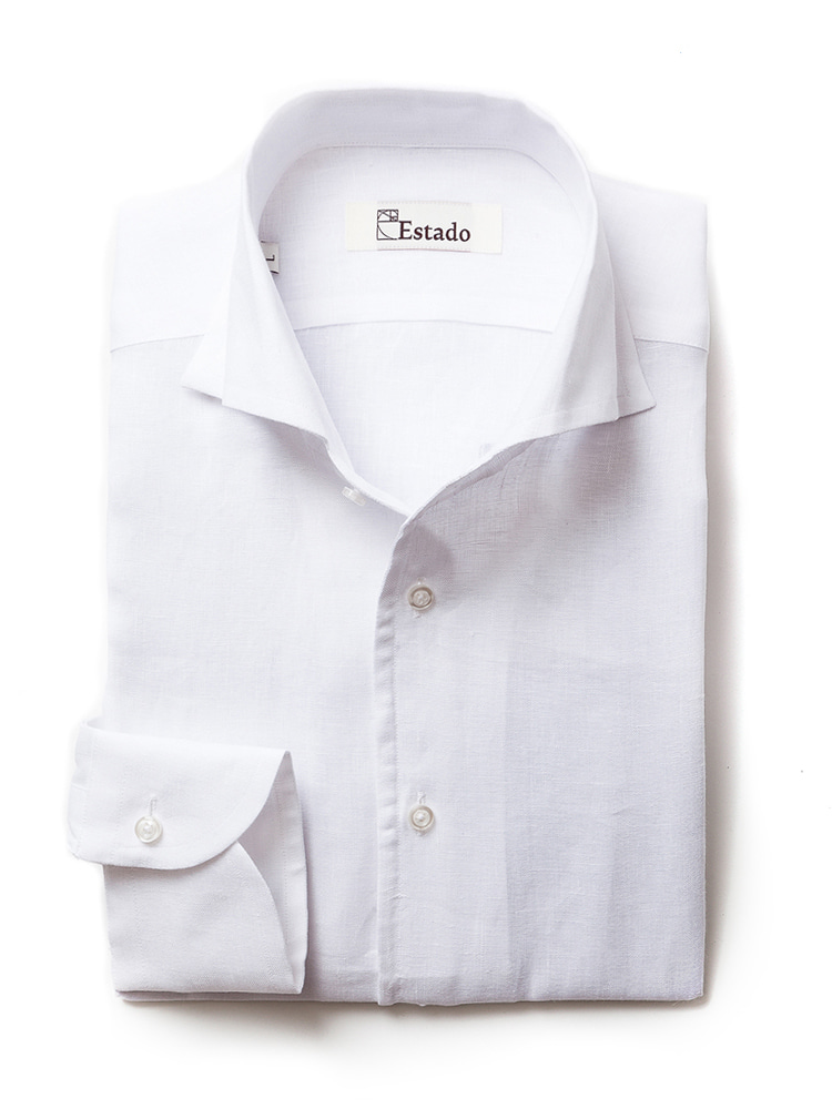 Linen shirts - One piece collar (White)estado(에스타도)