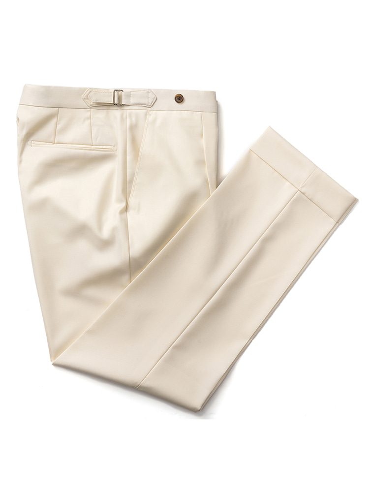 에스타도(ESTADO)Canonico wool Beltless Pants (Cream)