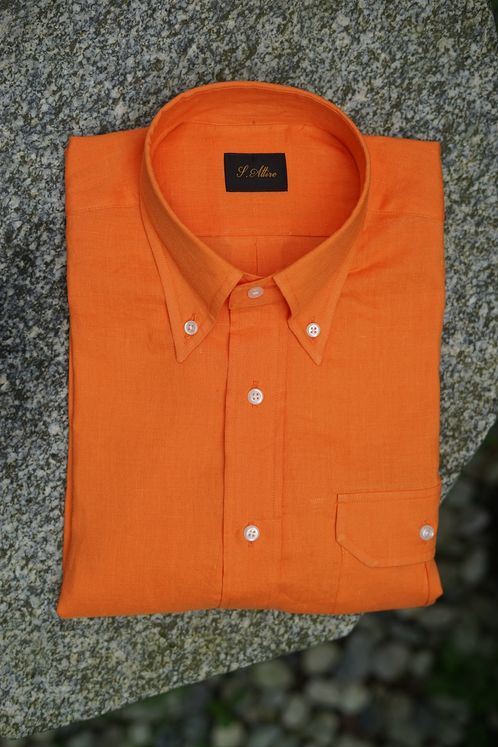 [S09]Linen 100% button down shirt OrangeSavile-attire(새빌어타이어)