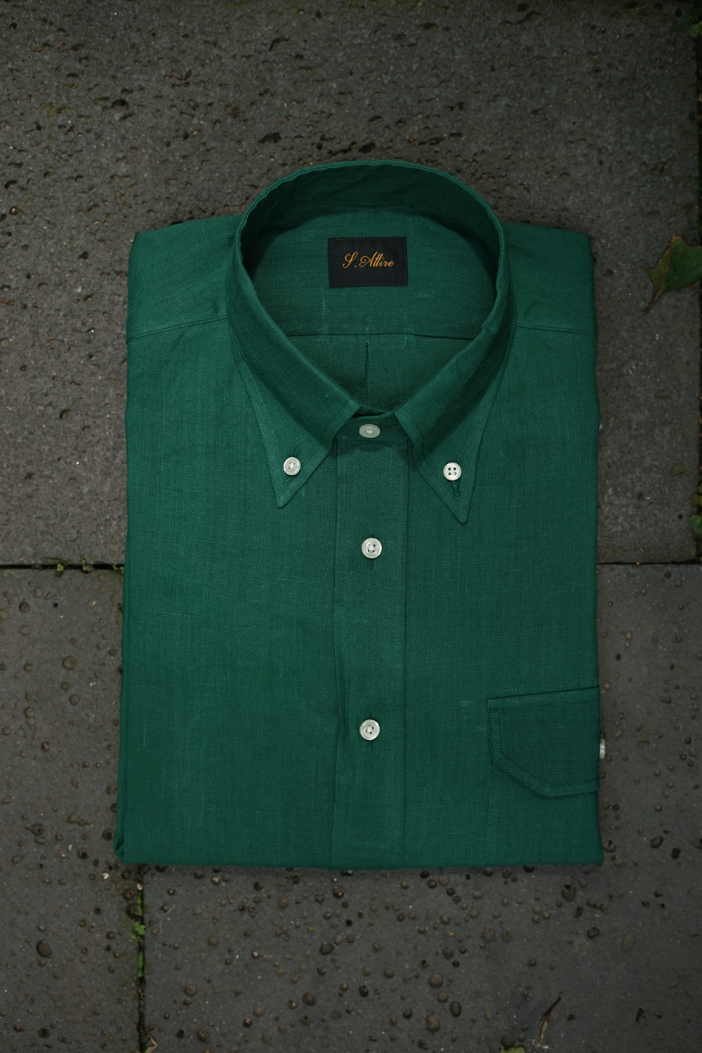 [S07]Linen 100% button down shirt greenSavile-attire(새빌어타이어)