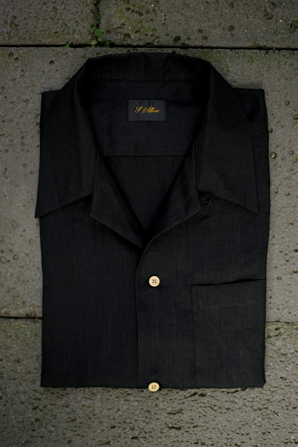 [S19]THREE POCKET Linen camp shirt Black Savile-attire(새빌어타이어)