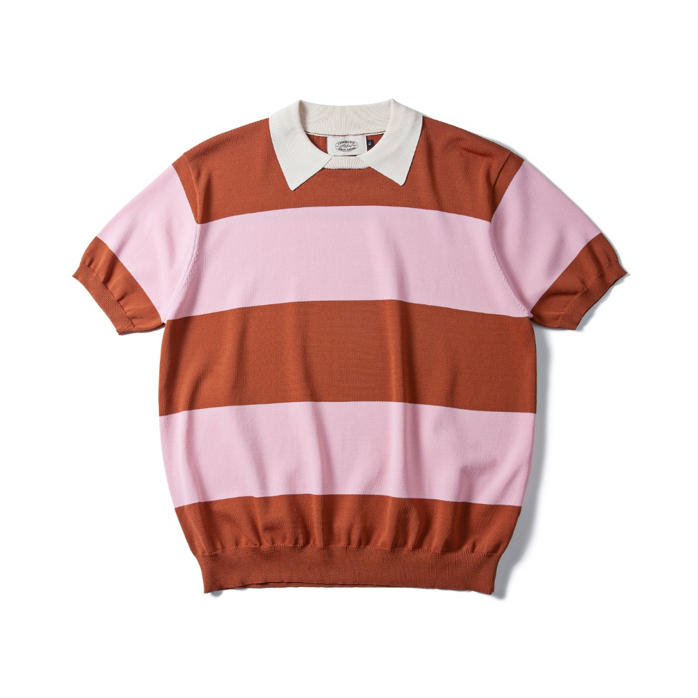 Striped Round Collar Knitwear Brown&amp;PinkAMFEAST(암피스트)