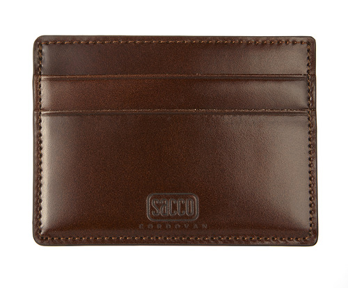 cordovan card case brown