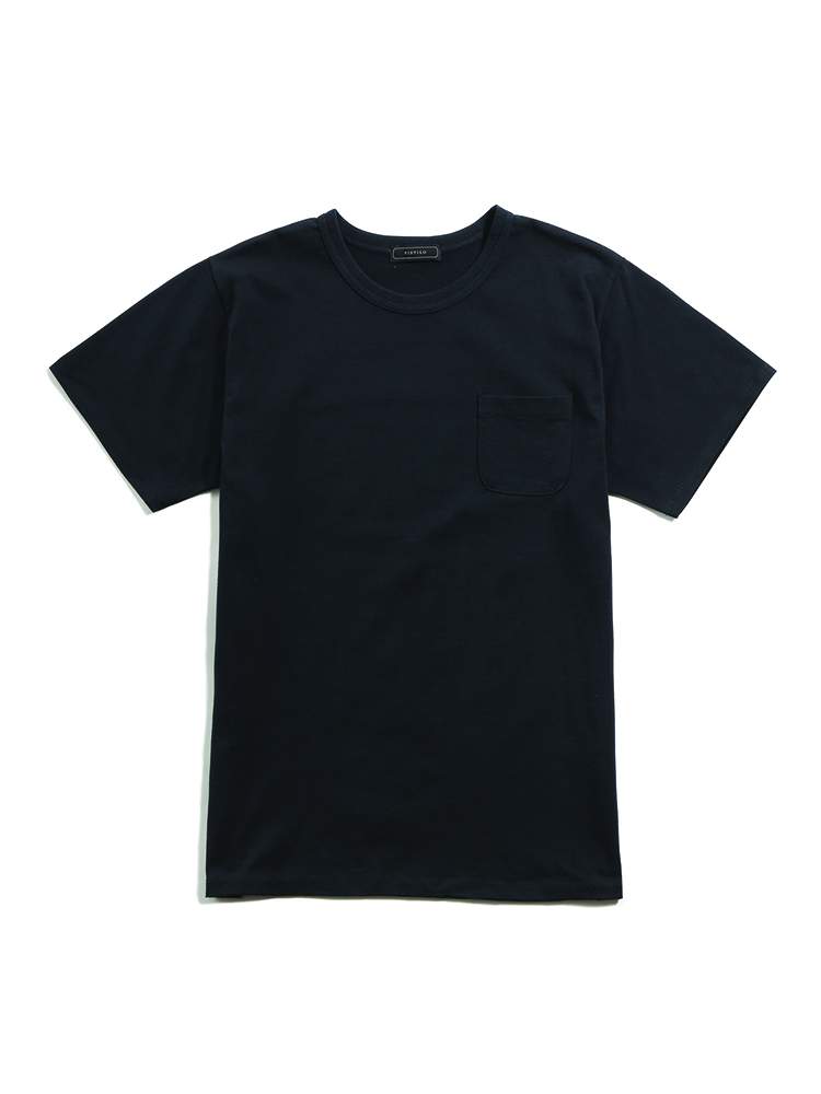 Navy shorts-sleeved pocket T-shirtPISTILO