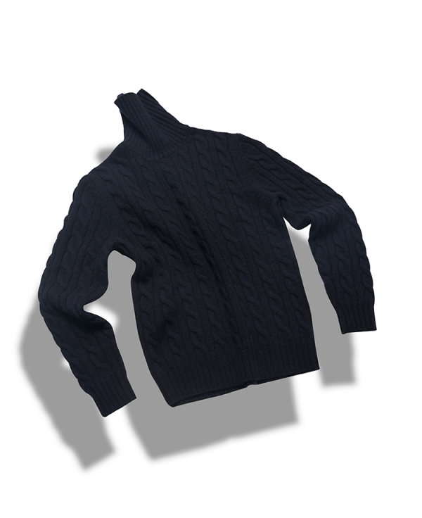 5g 5ply Cable turtleneck_Navy&amp;BlackVERNO(베르노)