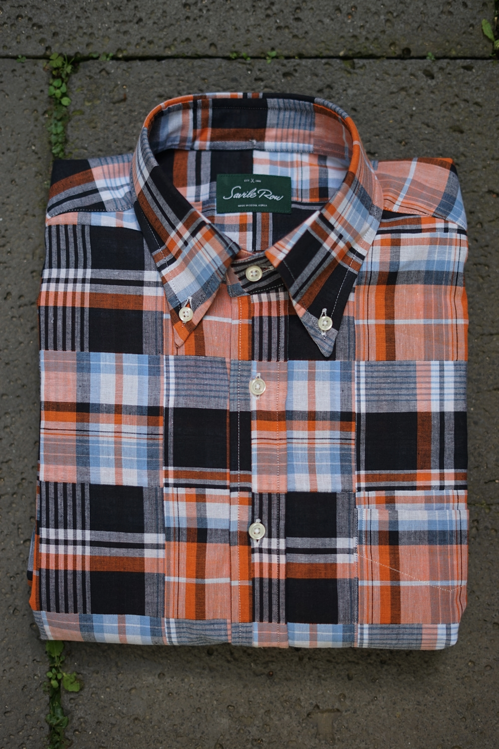 [S29]orange patchwork shirtSavile Row(새빌로우)