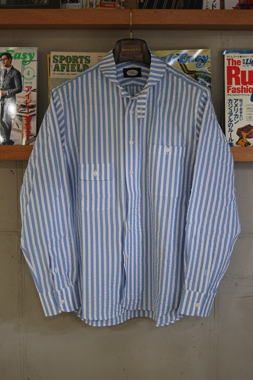 21SS work shirt seersucker stripe blueIL GUSTO DEL SIGNORE (일구 워크셔츠)