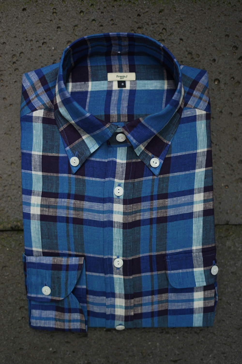 Linen One-Pocket Multi Check Shirt (Blue)FRANK J 2007(프랭크제이)