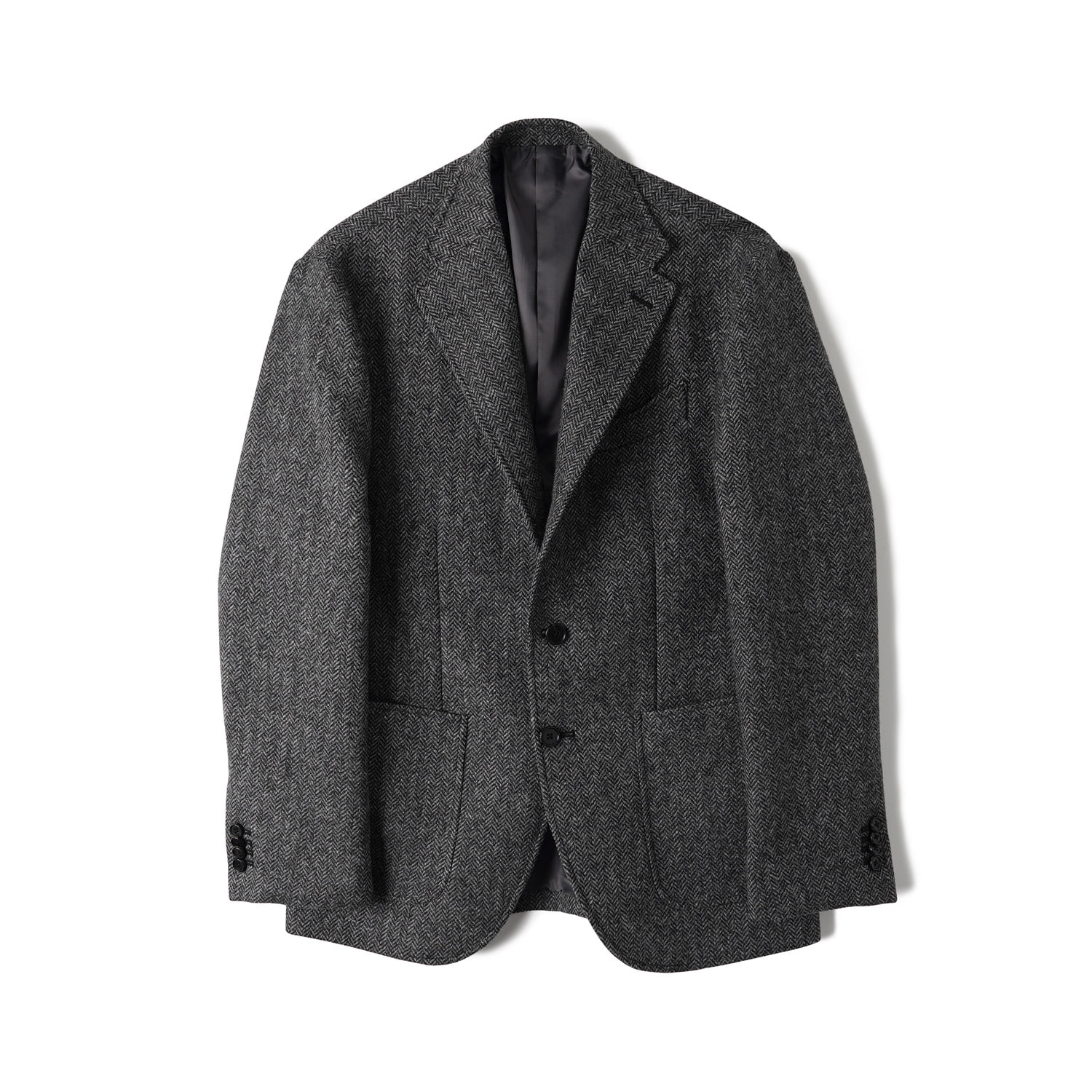 WMM Herringbone Tweed Wool 2B Single Jacket - GreyBANTS(반츠)