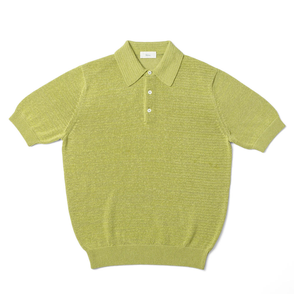 Tape button polo knit lime punchVERNO(베르노)