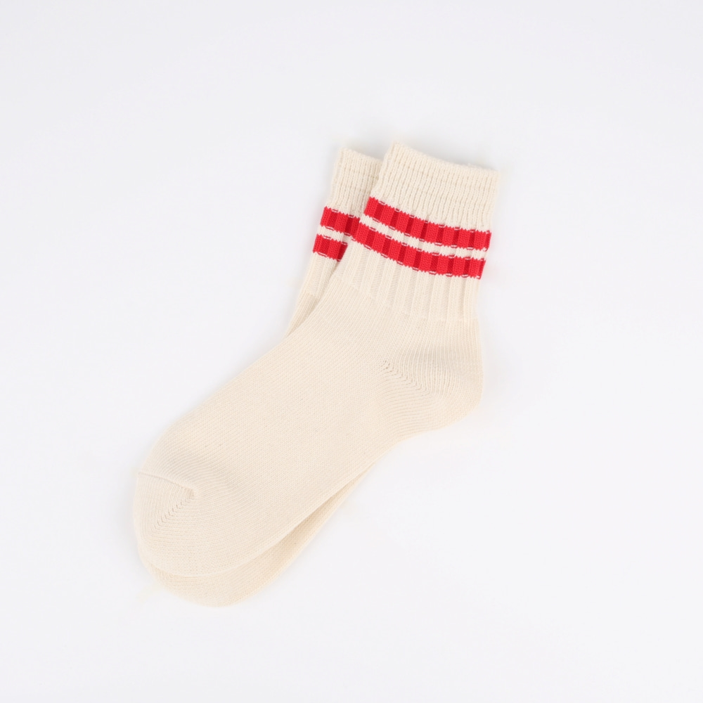 Heavy Weight Quarter Socks - Raw White (Red)ENRICH(인리치)