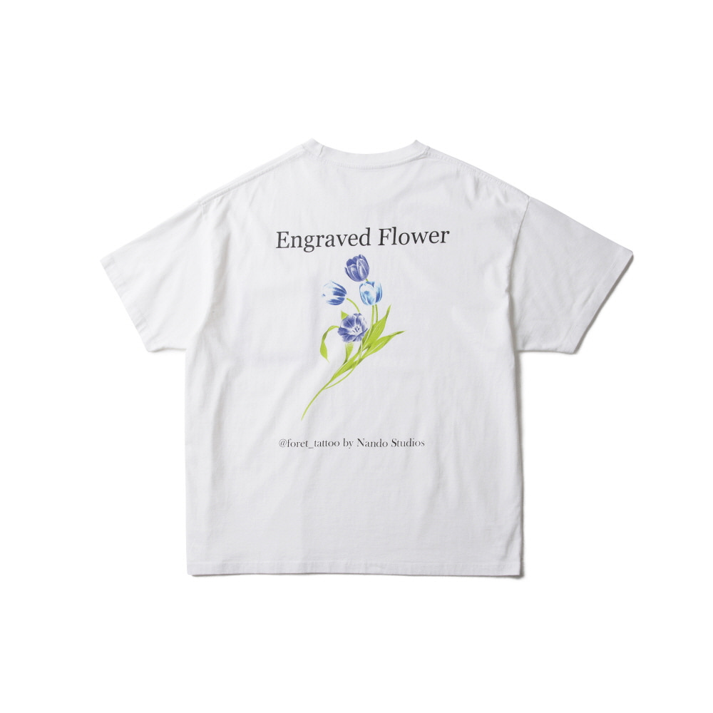 ENGRAVED FLOWERS HALF SLEEVES T SHIRTS WhiteAMFEAST(암피스트)