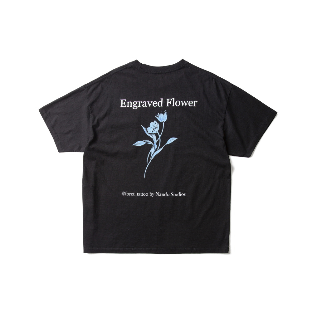 ENGRAVED FLOWERS HALF SLEEVES T SHIRTS BlackAMFEAST(암피스트)