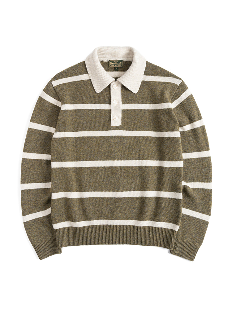 10 KNITTED RUGBY SHIRT (olive)Boogie Holiday(부기홀리데이)