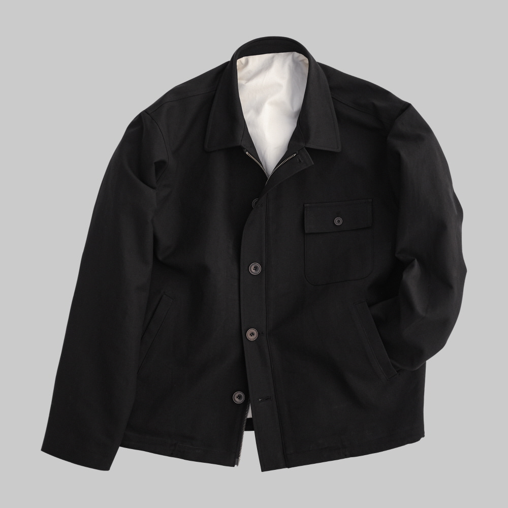 Black Heavy Cotton Short Deck JacketTela(뗄라)